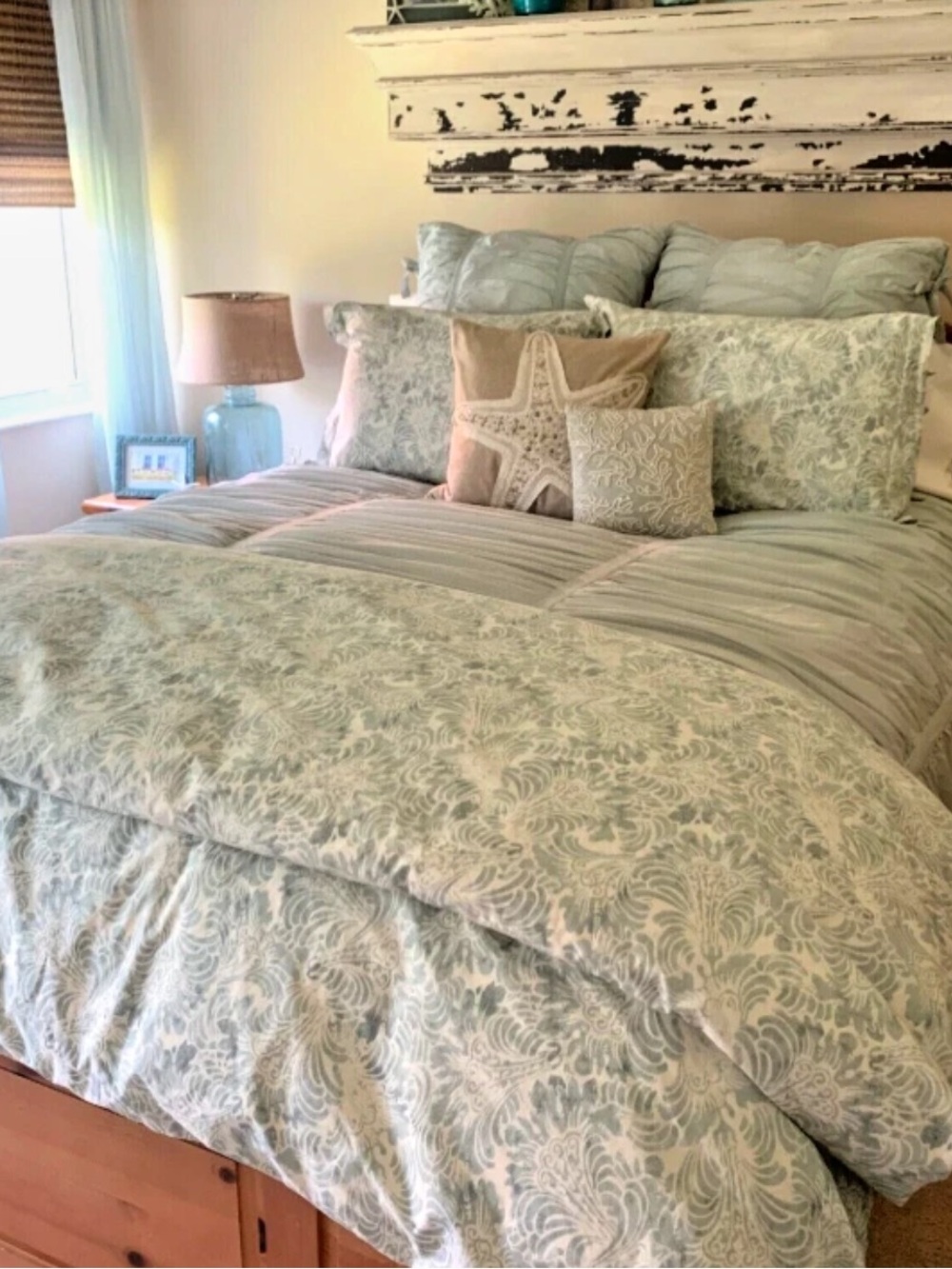 Rare Pottery Barn Mari Beach Floral KING 100% Cotton Soft Coastal Pastel Duvet